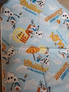 Vntg OOP Sewing Fabric Springs Disney Frozen Olaf Summertime 1/2ydx45" Blue - Picture 1 of 7