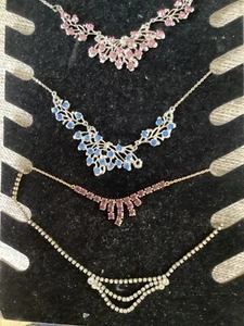 Four 1950s Diamante Evening Necklaces ( can include stand) - Picture 1 of 14