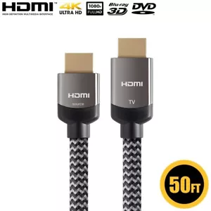 50FT Active HDMI Cable HDTV 4K 60Hz 1080p 3D 18Gbps XBOX PS4 In Wall CL3 Rated - Picture 1 of 6