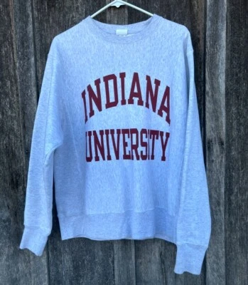 Champion Indiana Hoosiers Gris Tejido Inverso Pullover Sudadera Hombre’s (M) Foto 1 de 4