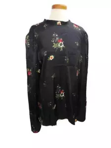 Treasure & Bond Top Größe Small schwarz Blumenmuster lange Ärmel 5,5 Zoll Bündchen - Bild 1 von 6