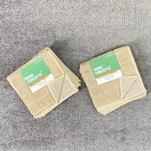 Microfiber Dish Cloths Mesh Scrubber 12x12 Absorbent Tan Windowpane 4 Pc NWT - Picture 1 of 7