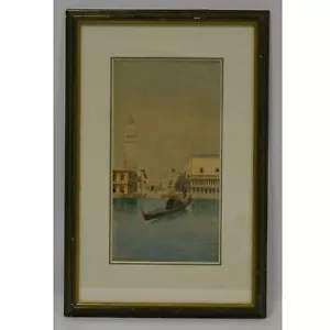 20 Jh. Alter Bild Venedig, Markusplatz, Aquarell, signiert 59x39 cm - Bild 1 von 8
