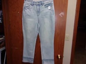 NEW TIME & TRU LADY'S 25" INSEAM BLUE DENIM CROP PANT w/ BELT LOOP STRETCH WAIST - Picture 1 of 4