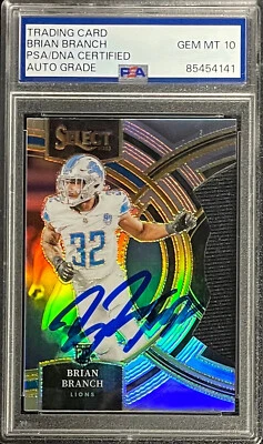 BRIAN BRANCH SIGNED 2023 SELECT PREMIER WHITE DIE-CUT #135 Rookie AUTO GRADE 10 - Image 1 of 2
