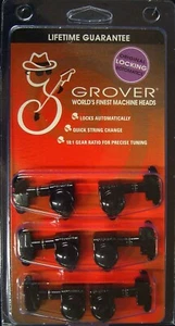 Grover 509BC Roto-Grip Locking Rotomatic Tuning Machines 3 +3 Black Chrome - Picture 1 of 6