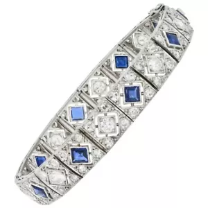 4.20ct Natural Round Diamond Sapphire 14k White Gold Anniversary Tennis Bracelet - Picture 1 of 10