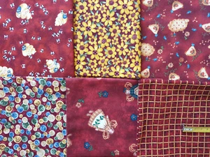 6 tagli tessuto americano country rossi, stoffe per patchwork quilt cucito n15 - Foto 1 di 1