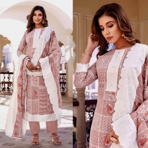 ROSEBRWN PRINTED COTTON INDIAN PAKISTANI READYMADE SALWAR KAMEEZ SUIT LADIES DEN - Picture 1 of 3