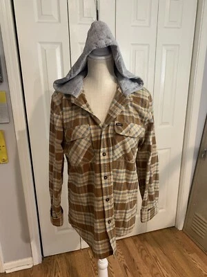 Sudadera con capucha de franela a cuadros azul óxido y bebé Brixton para hombre talla grande Foto 1 de 4