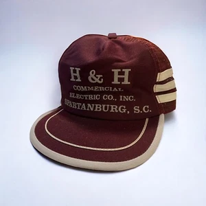 Vintage Electric Company 3 Three Stripe Trucker Hat Cap Brown North Carolina - Picture 1 of 5