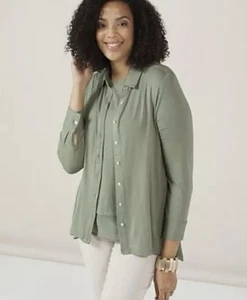 WynneLayers 2-Piece Butterfly Shirt With Chiffon Hem Tank Marlawynne, ExtraSmall - Picture 1 of 3
