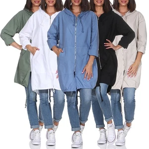 Damen lange Freizeitjacke Übergang Parka Trenchcoat Outdoor Mantel sportlich - Bild 1 von 27