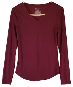 Camiseta Time and Tru Granate Elastizada Manga Larga M Ajustada Básica Capas Minimalista - Imagen 1 de 11