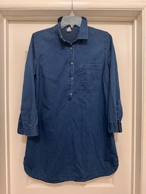 OLD NAVY Chambray LS Pullover Shirt Dress Dark Wash Sz M - Image 1 of 4