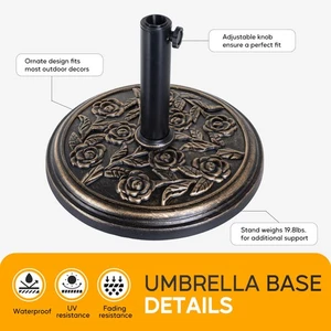 19.8 LB 17.91" Outdoor Umbrella Base Heavy Duty Umbrellas Round Stand - Picture 1 of 6