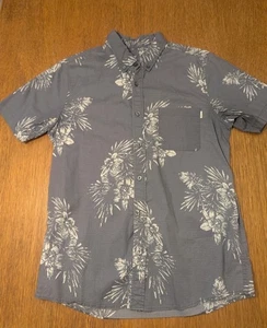 Vuori Button Up Shirt Short Sleeve Mens Size Small Gray White Floral - Picture 1 of 15