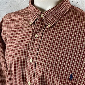 Vintage Polo Ralph Lauren Shirt Men’s 3XB Big Red Plaid Check 90's A77 - Picture 1 of 10