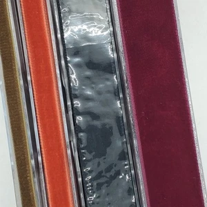 Velvet Ribbon Job Lot 4 Reels 40m Black Rust Wine Brown Autumnal Wreath Craft - Picture 1 of 9