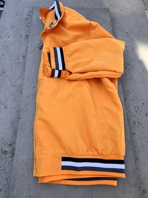 Abrigo Chaqueta Cortavientos Ligero Aviador Naranja Amarillo Cremallera Completa Hombre’s 5XL Foto 1 de 4