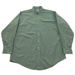 Brooks Brothers camicia con bottoni uomo 17 4-5 verde a quadri usata in ottime condizioni manica lunga - Foto 1 di 14