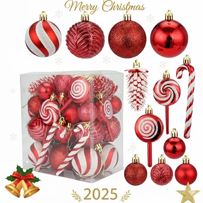 Christmas Baubles Tree Hanging Balls Decorations Xmas Party Beads Ornament Mixed - Image 1 of 4