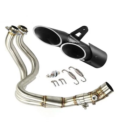 Full System Exhaust Tips Black Header Pipe For Kawasaki Ninja 650 Z650 2012-2025 - Image 1 of 4