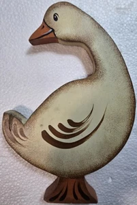Hand Carved Wood Goose Folk Art Decorative Figure- Signed Reist 87 - Picture 1 of 7