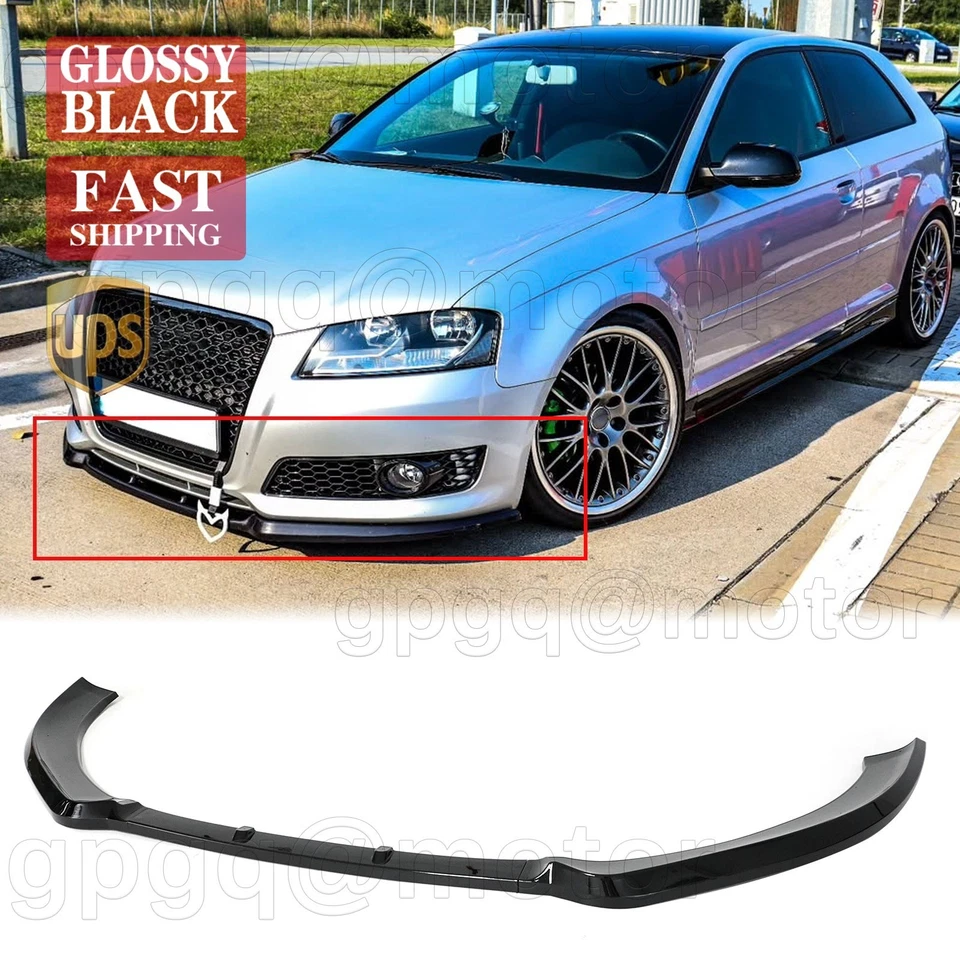 Kit divisor de labios parachoques delantero negro brillante estilo V 08-13 para Audi A3 S-Line S3 8P 08-13 Foto 1 de 4