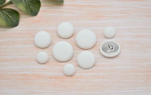 Ivory Cotton Fabric Covered Handmade Metal Shank Buttons – 12mm, 18mm, 22mm - Picture 1 of 8