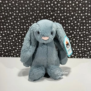 AUTHENTIC❣️Jellycat SMALL BASHFUL DUSKY BLUE BUNNY - Soft Plush Toy Retired NWT - Picture 1 of 5