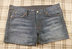 7 For All Mankind Womens Blue Denim Shorts 5 Pocket Design Size 32 (36" Waist) - Picture 1 of 10
