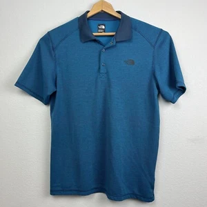 The North Face Mens Polo Shirt Large Teal Short Sleeve Snap Front Flash Dry Logo - Picture 1 of 12