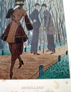 RARE 1920s Art Deco GAZETTE BON TON Pochoir Fashion Print WORTH - Picture 1 of 2