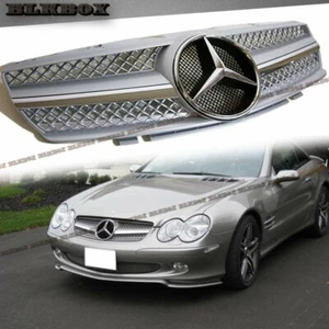 Fit BZ 03-06 R230 SL-Convertible Front Bumper Grille SL Chrome w/ Silver Look - Picture 1 of 3