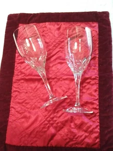 Gorham Crystal Water Wine Goblets Diamond Clear Set Of 2 8.2 inches - Picture 1 of 11