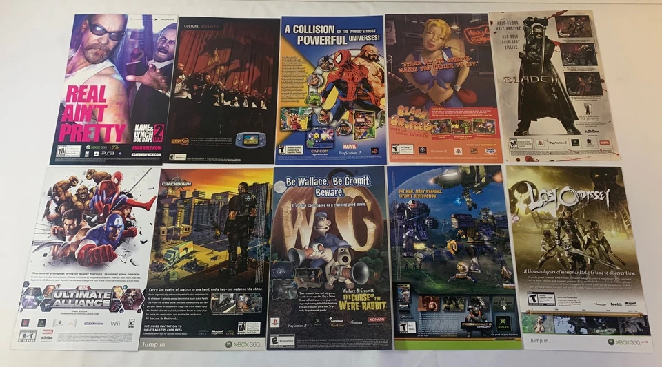 lot of ten 2000s VIDEO GAME ADS~Kane+Lynch,Golden Sun,Marvel Vs Capcom, more - Image 1 of 1
