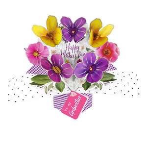 Happy Mother's Day To My Godmother Pansies Pop Up Card 3D Greeting Cards - Picture 1 of 3