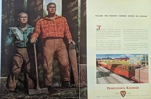 1946 Vintage Pennsylvania Eisenbahn Druckanzeige, Füllung des größten Holzordens - Bild 1 von 1