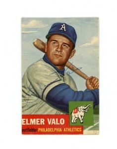ELMER VALO signed 1953 TOPPS baseball card #122 ATHLETICS