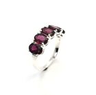 925 SOLID STERLING SILVER FACETED RED GARNET RING A357 B