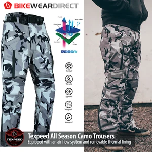 Motorbike Motorcycle Trousers CE Armoured Waterproof Rain Biker Camouflage Camo - Picture 1 of 12