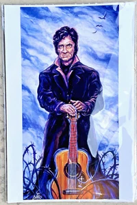 Johnny Cash Man in Black Art Print 11" x 17" Song writer guitar Dano Artist - Picture 1 of 10