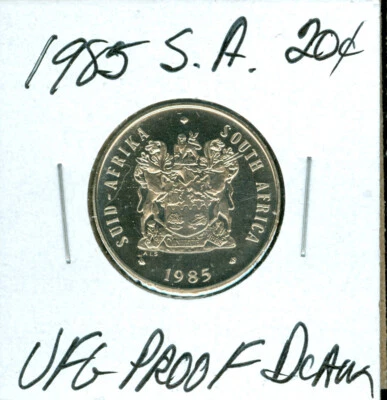 1985 SOUTH AFRICA 20 CENTS ULTRA FINEST PROOF DCAM    99 CENTS SHIPPING  . - Image 1 of 2
