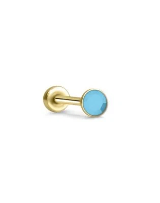 Anillo nariz Labret sin rosca Monroe pasador de empuje perno oro amarillo acero 2 mm circonita cúbica Foto 1 de 2