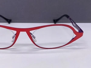 Theo Eyeglasses Frames Woman Red Rectangular Cat Eye Obligation Titanium - Picture 1 of 10