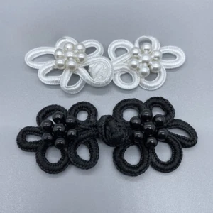 5 Pairs Chinese Frog Buttons Knots Sewing Fasteners Pearl DIY Cheongsam buttons - Picture 1 of 10