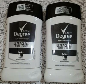 DEGREE MEN 48H Antiperspirant Motion Sense Ultra Clear Black White ~Lot of 2~NEW - Picture 1 of 12