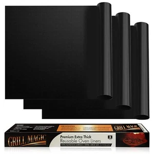 3 Pack Nonstick Heavy Duty Oven Liners Set For Bottom Of Electric Oven By Thick - Picture 1 of 9