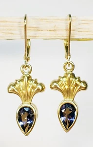 Designer Steven Lagos 18K YG Citrine and Iolite Reversible Dangle Earrings - Picture 1 of 17